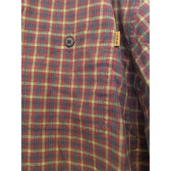 New OOBE Vintage Men’s Red Plaid LS Button Down Shirt 90’s Sz MED casual Hiking‎ - Picture 3 of 5